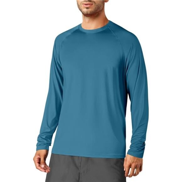 Men's Sun Shirt Long Sleeve Rash Guard UPF 50+ UV SPF Shirt Blue